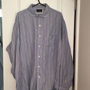 Vtg Mark Shale Blue stripe dress shirt 16.5 x 35
